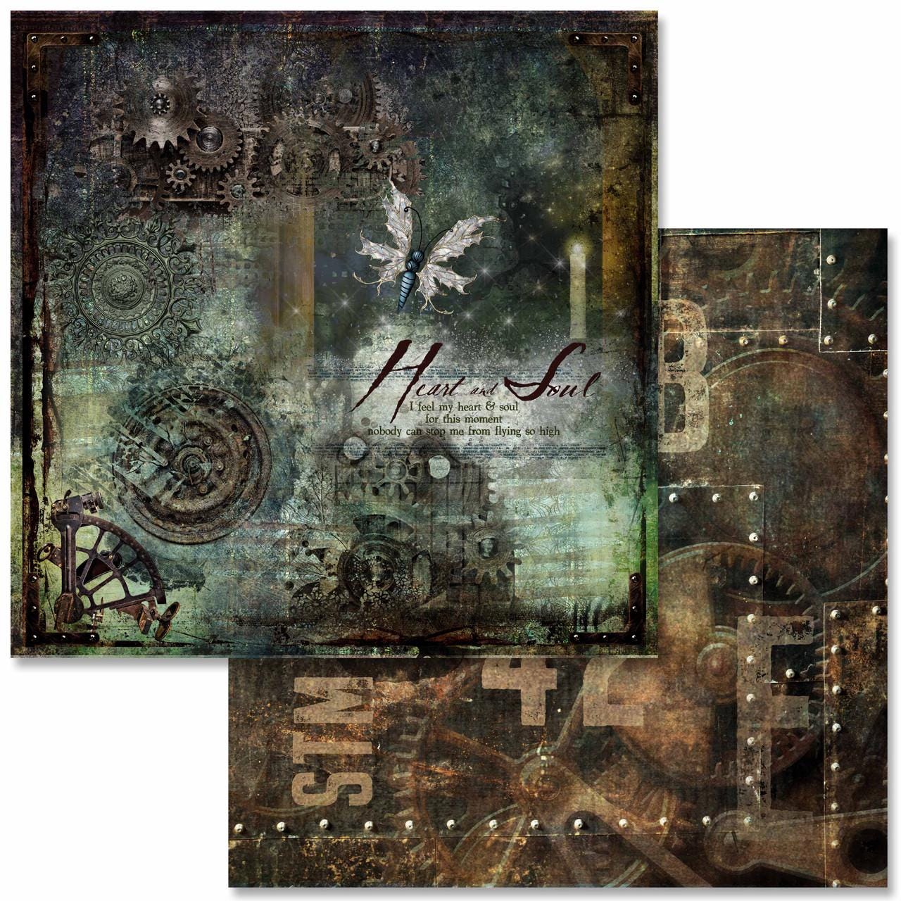 Steampunk Laboratory Scrapbook Set | Decoupage Queen | Scrapbook Paper | 12 x 12 Paper Pack | 12 Pages, 24 Designs | Mixed Media