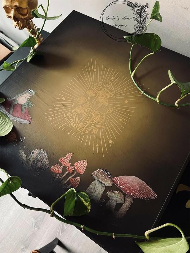 Cottage Mushrooms Silkscreen Stencil | Dixie Belle Paint | Belles and Whistles | Mixed Media | 2 Sheets