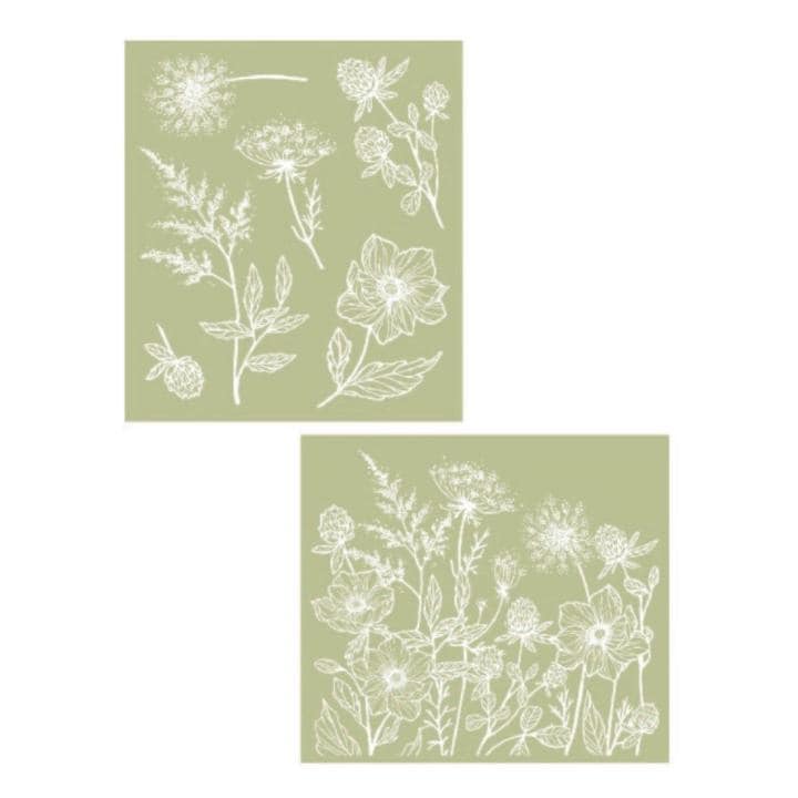 Wildflower Silkscreen Stencil | Dixie Belle Paint | Belles and Whistles | Mixed Media | 2 Sheets