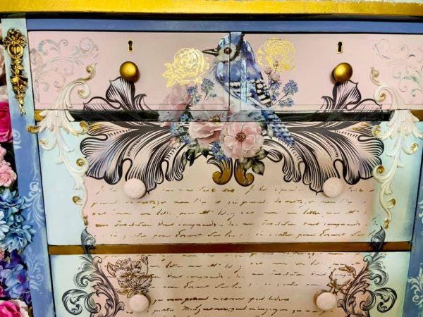 Fleurs Et Vie | Rub On Furniture Transfers | Hokus Pokus | Furniture Decals | 35 x 23