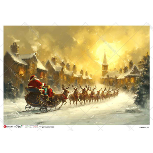 Sledding Through Town I | Rice Paper Decoupage | Paper Designs 0371 | A4