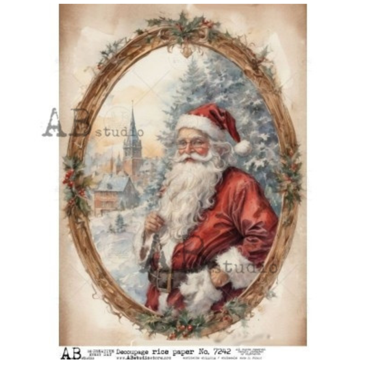 Vintage Santa Portrait Rice Paper Decoupage AB Studios 7242 A4