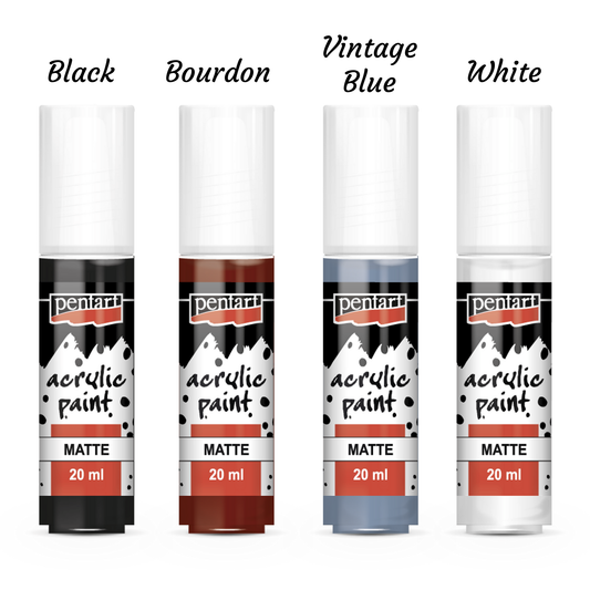 White or Black | Acrylic Paint Tip | Matte | Mixed Media | Pentart | 2 Colors to Choose From  | 20ml