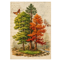 Woodland Afternoon Harvest Filed snd Fiber Ellen J Goods Rice Paper Decoupage Queen A4