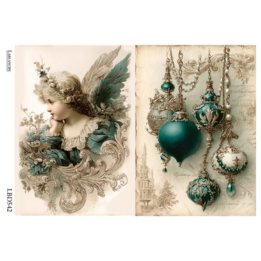 Cherub Angel and Jeweled Ornaments Rice Paper Decoupage LaBlanche A4 Limited Quantity