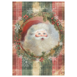Santa Wreath Christmas In the Village Ellen J Goods Rice Decoupage Paper A4