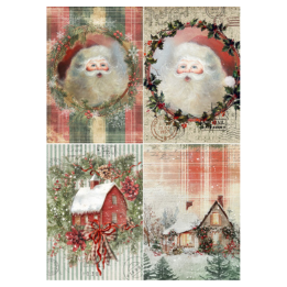 Woodland 4 Pack Christmas In the Village Ellen J Goods Rice Decoupage Paper A4 & A3