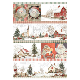 Winter Collage Christmas In the Village Ellen J Goods Rice Decoupage Paper A4 & A3