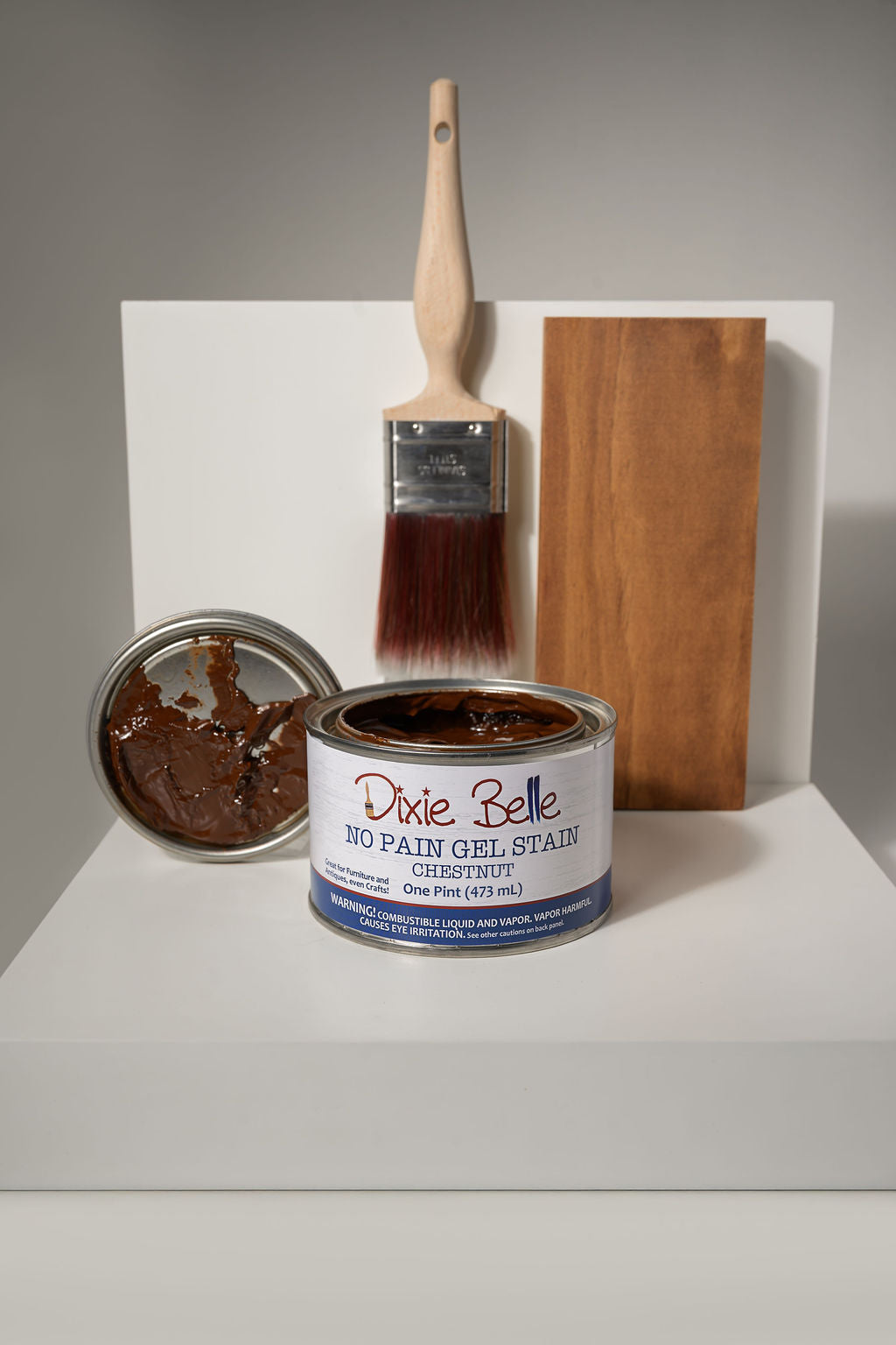 Chestnut No Pain Gel Stain | Dixie Belle Paint | Oil Based Wood Stain | 16oz