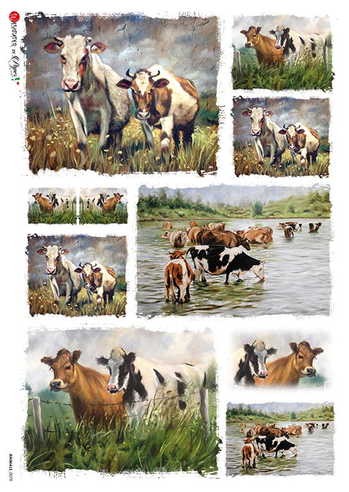 Mini Cow Scenes Paper Designs 0078 Rice Paper Decoupage A4