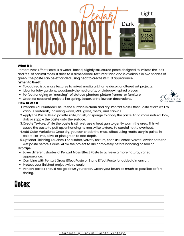 Moss Effect 2 Colors | Dark Green or Light Green | Pentart | 30ml | 2 Colors