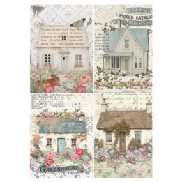 Cottage Collection Set of 4 Ellen J Goods Rice Paper Decoupage Queen A4