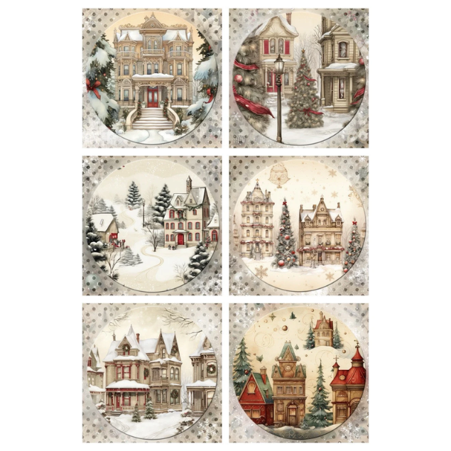 Christmas House 6 Pack Iveta Ziendina Rice Paper Decoupage Queen A4