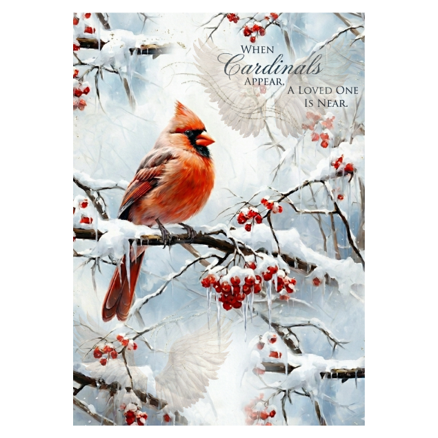 A Visit From Heaven Winter Cardinals Shannon Stefanacci Rice Paper Decoupage Queen A4