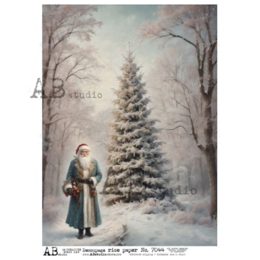 Vintage Santa With Christmas Tree | Rice Paper Decoupage | AB Studios 7044 | A4