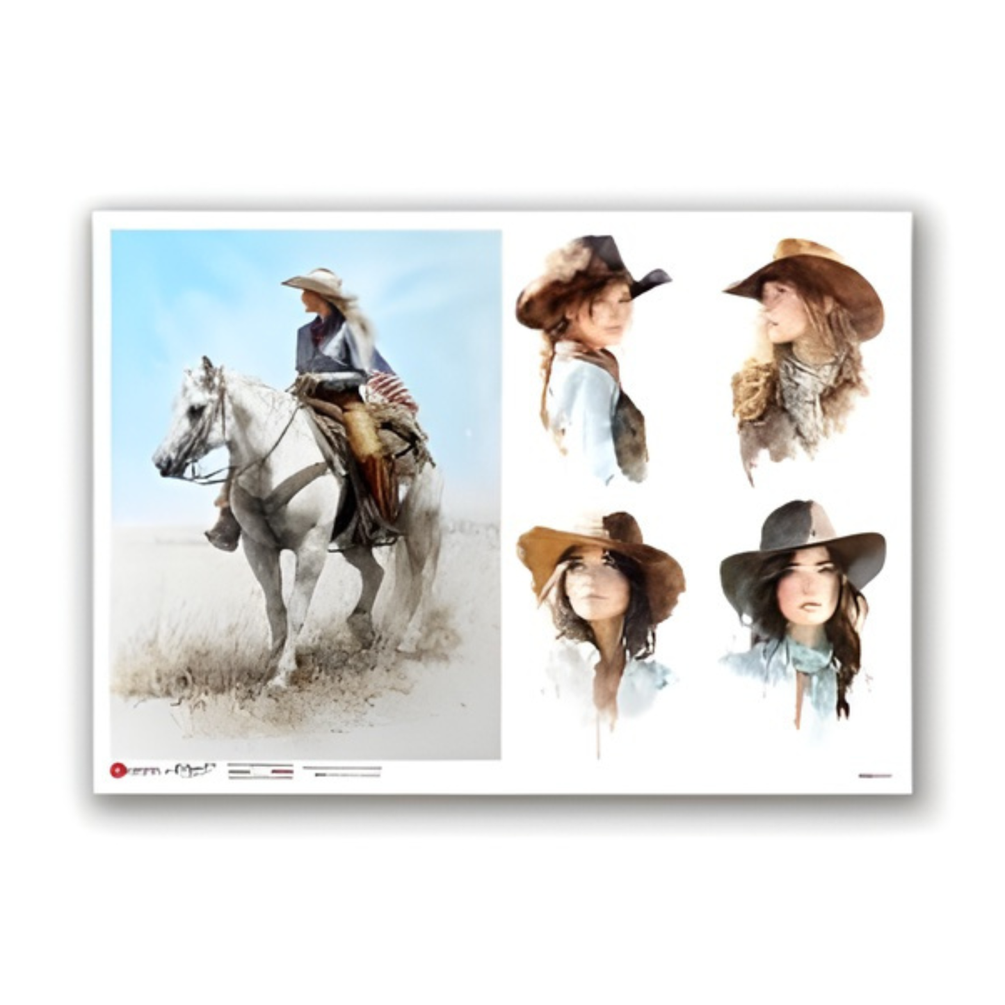 Cowgirl Western Collection | Rice Paper Decoupage | Paper Designs Folk 0178 | A4