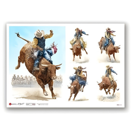 Rodeo Bull Riding Scenes | Rice Paper Decoupage | Paper Designs Folk 0105 | A4