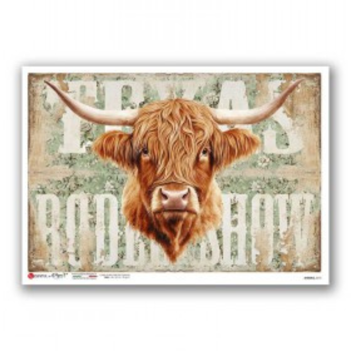 Rustic Highland Cow | Rice Paper Decoupage | Paper Designs Animals 0275 | 2 Sizes