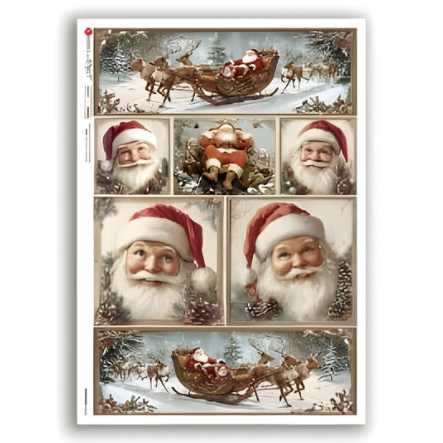 Victorian Santa and sleigh Collage | Rice Paper Decoupage | Paper Designs Christmas 0373 | A4