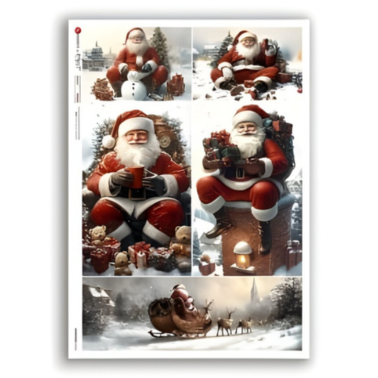 Santa Collage | Rice Paper Decoupage | Paper Designs Christmas 0374 | 2 Sizes