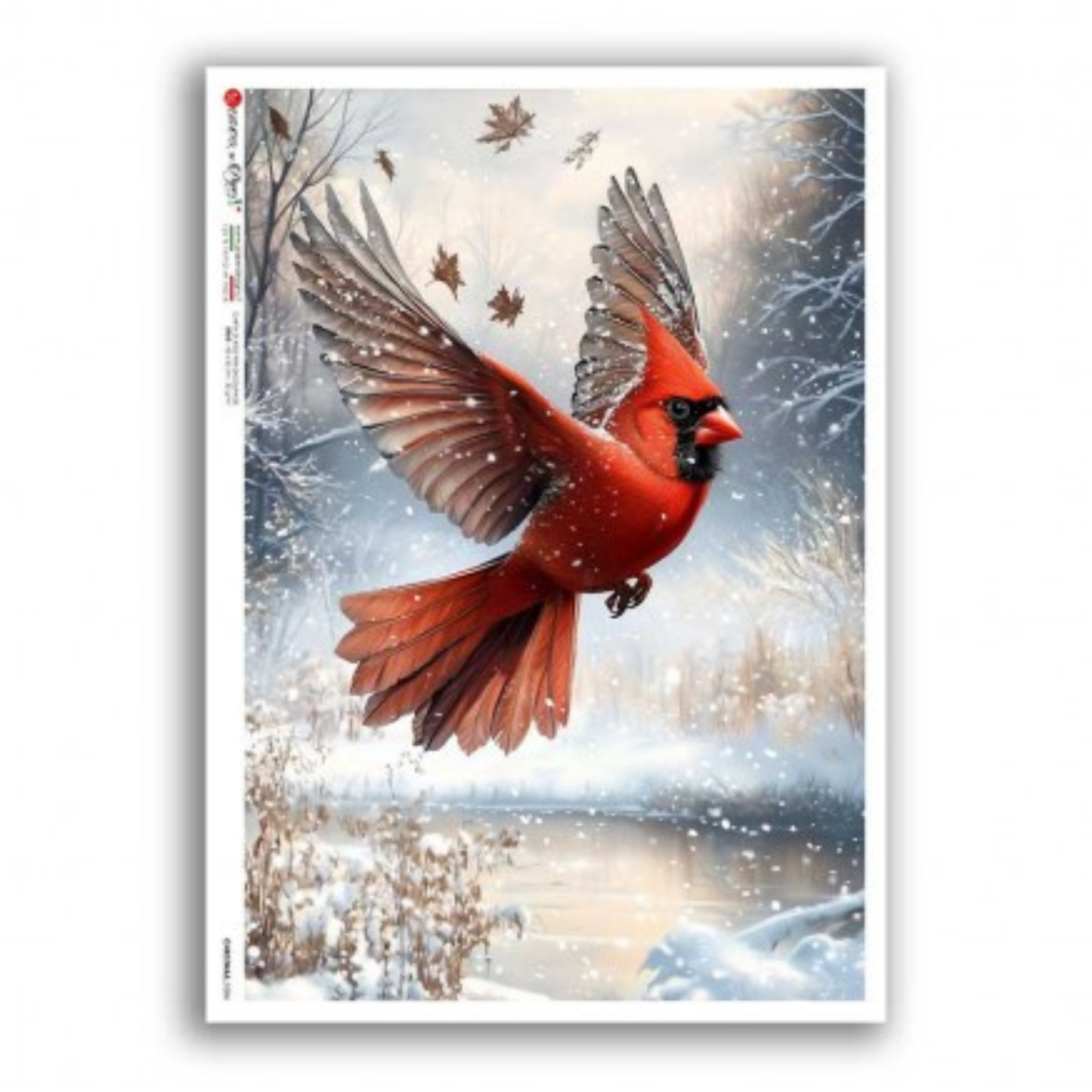 Cardinal In Flight | Rice Paper Decoupage | Paper Designs Christmas 0374 | A4