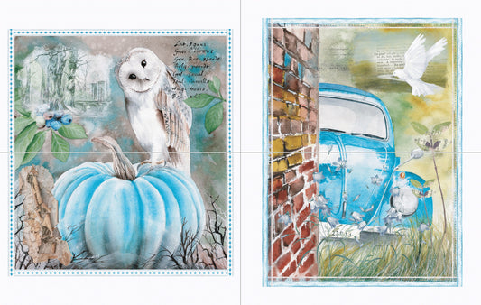 The Owl and His Buggy | Rub On Furniture Transfers | Hokus Pokus | Furniture Decals | 35 x 24