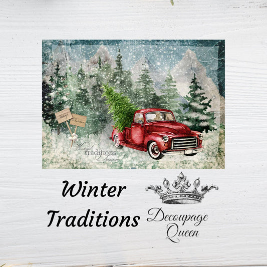 Winter Traditions | Rice Paper Decoupage | Decoupage Queen | 2 sizes