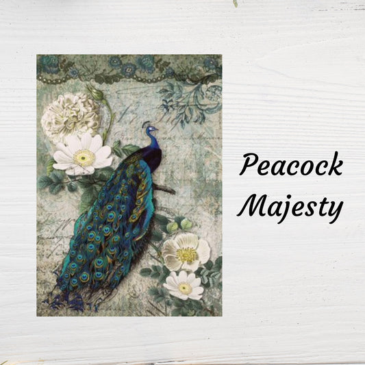 Peacock Majesty | Rice Paper  Decoupage | Decoupage Queen | A2 & A1