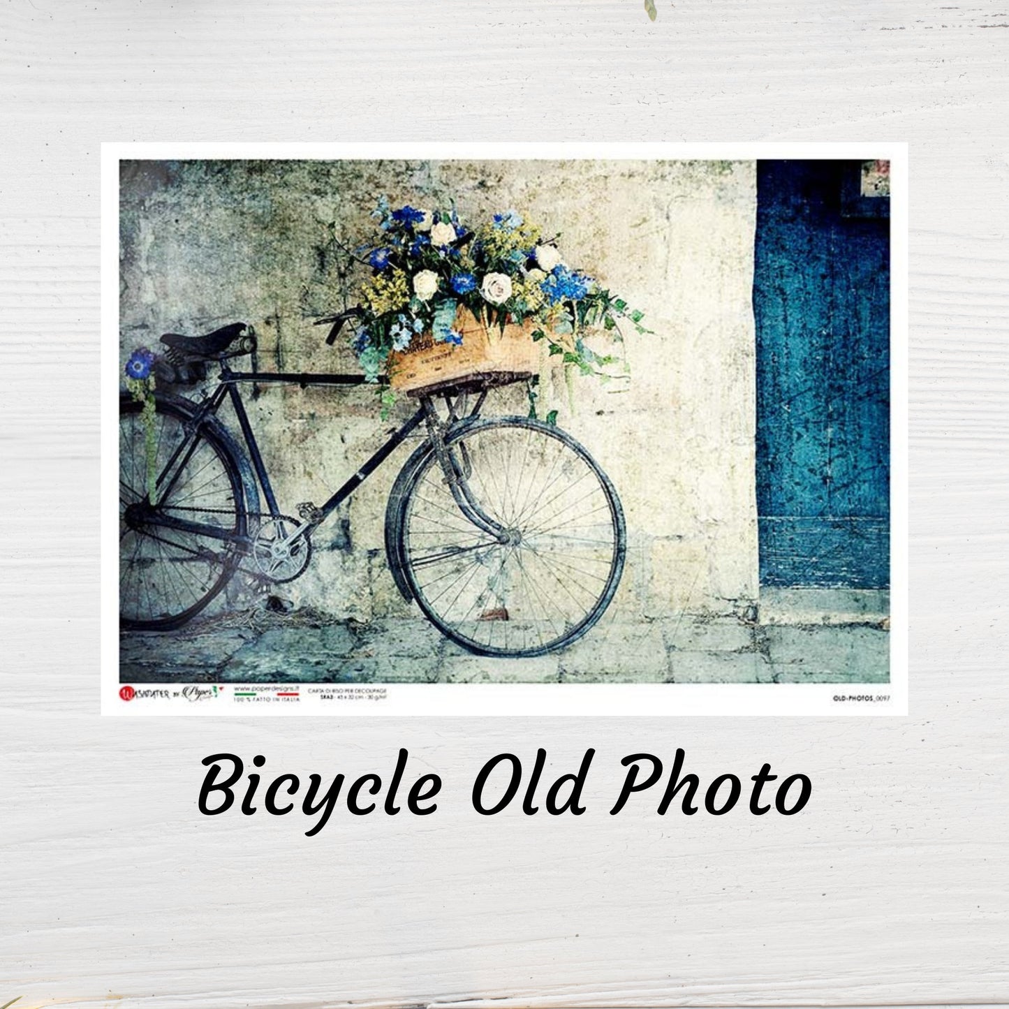 Bike With Basket Old Photo | Rice Paper Decoupage | Paper Designs 0097 | Decoupage for Furniture | A2 & A1
