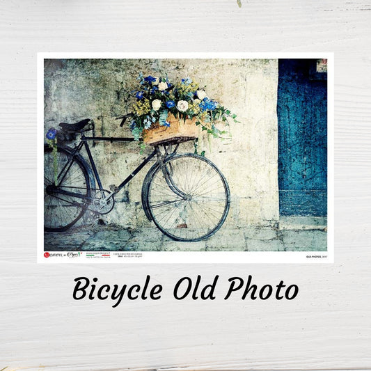 Bike With Basket Old Photo | Rice Paper Decoupage | Paper Designs 0097 | Decoupage for Furniture | A2 & A1