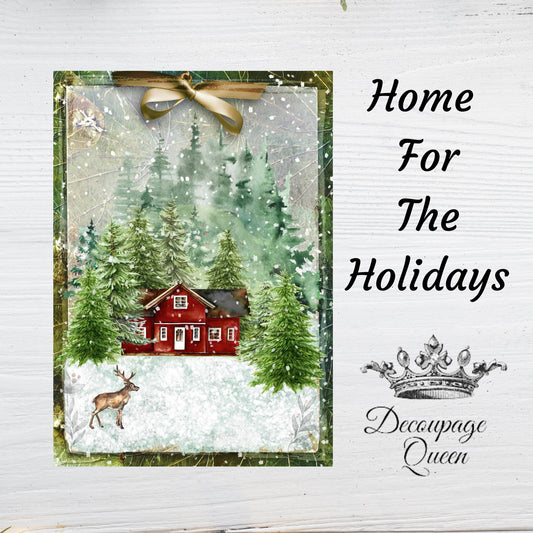 Home For The Holidays | Rice Paper Decoupage | Decoupage Queen | Christmas Decoupage Paper | A4 and A3