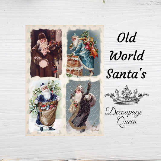 Old World Santa's | Rice Paper Decoupage | Decoupage Queen | 2 Sizes