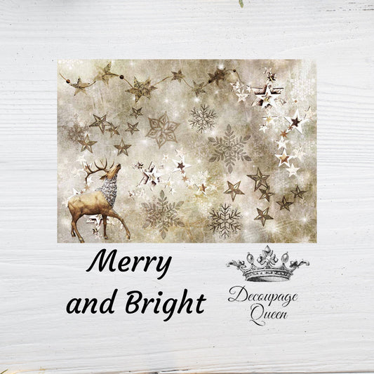 Merry & Bright | Rice Paper Decoupage | Decoupage Queen | 2 Sizes