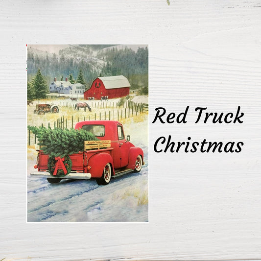 Red Truck Christmas 0295 | Rice Paper Decoupage | Paper Designs | 2 sizes