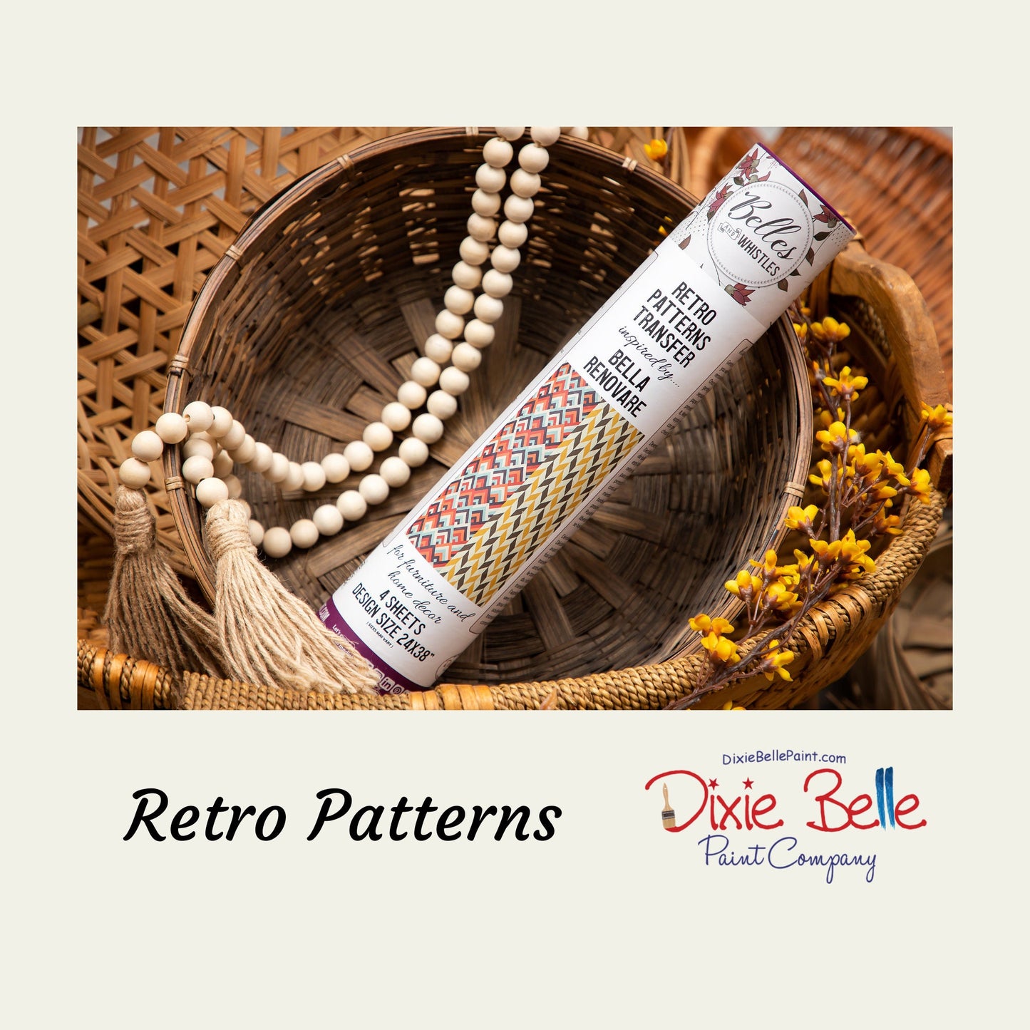 Retro Patterns | Rub On Transfer | Dixie Belle Paint | 24 x 38