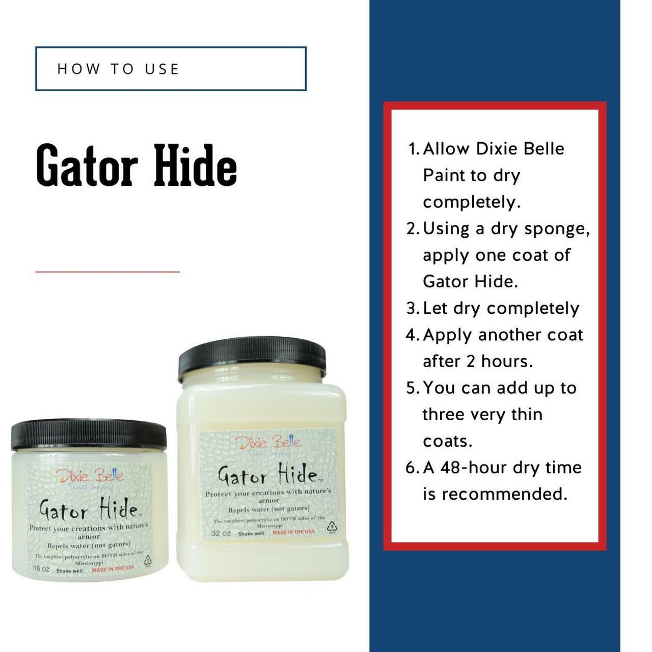 Gator Hide 2 Sizes | Water-repellent Sealer | toughest Top Coat | Dixie Belle Paint Company | 16oz or 32oz