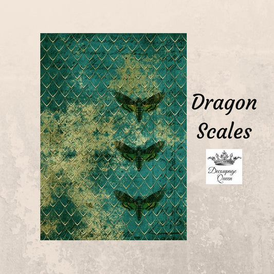 Dragon Scales | Rice Paper Decoupage | Decoupage Queen | A3