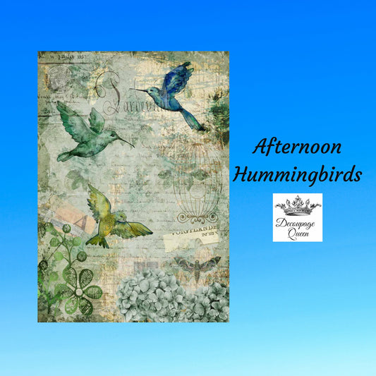 Afternoon Hummingbirds | Rice Paper Decoupage | Decoupage Queen | 2 Sizes