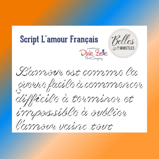 Script damour Mylar Stencil | Dixie Belle Paint | Belles and Whistles | 10mil