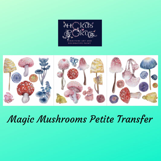 Magic Mushrooms | Rub On Furniture Transfers | Hokus Pokus | Furniture Decals | Petite Transfer | 3 Sheets