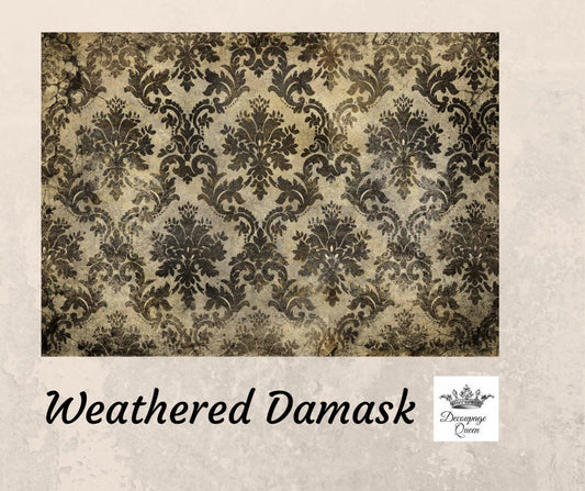 Weathered Damask | Rice Paper Decoupage | Decoupage Queen | 2 Sizes