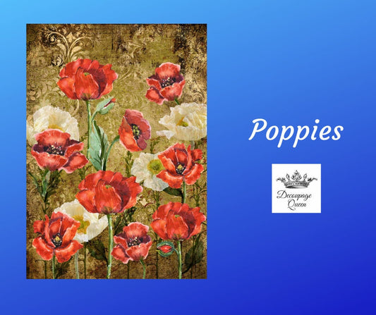 Poppies | Rice Paper Decoupage |  Decoupage Queen | 2 Sizes