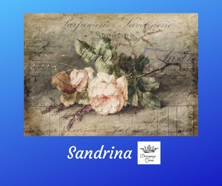 Sandrina | Rice Paper Decoupage | Decoupage Queen | Sizes A4 & A3