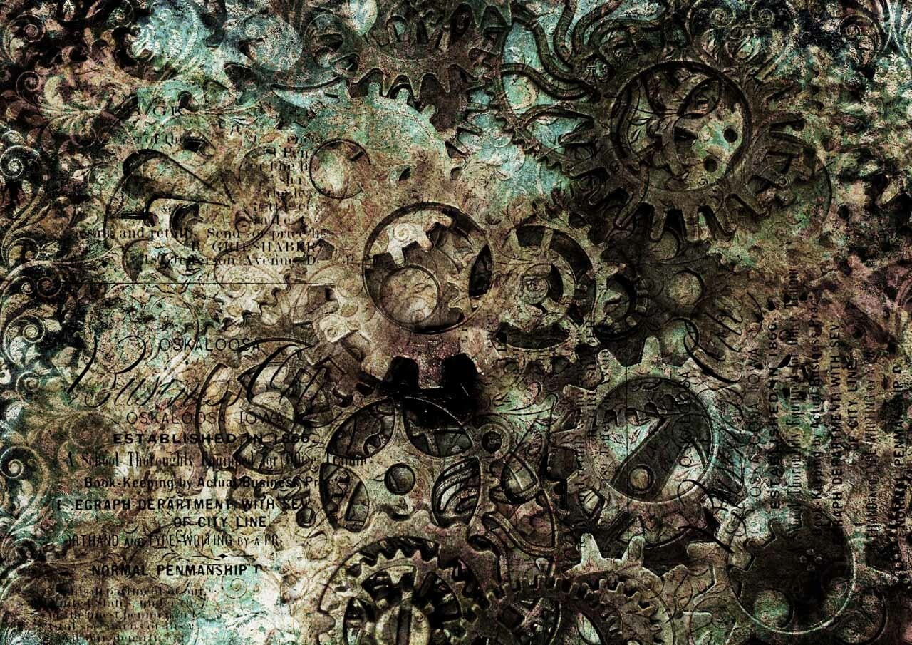 Abstract Gears | Rice Paper Decoupage | Decoupage Queen | 2 Sizes | RETIRED