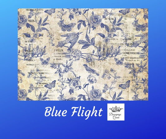 Blue Flight |Rice Paper Decoupage | Decoupage Queen | A2