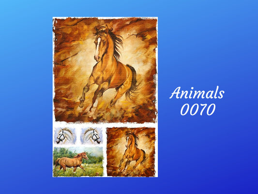 Horse Collage- Animal 0070 | Rice Paper Decoupage | Paper Designs | 2 Sizes