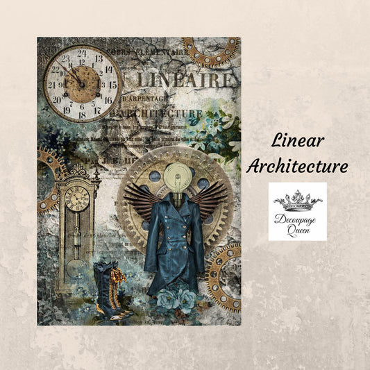 Linear Architecture | Rice Paper Decoupage | Decoupage Queen | 2 Sizes | RETIRED