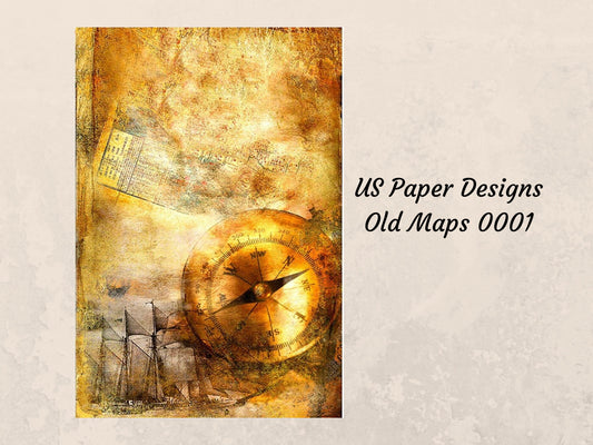 Rice Paper Decoupage | US Paper Designs |  Old Maps 0001 | A4