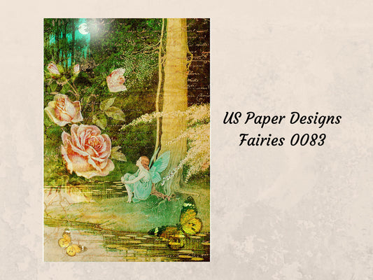 Pink Rose Fairy | Rice Paper Decoupage | Paper Designs Fairies 0083 | A4