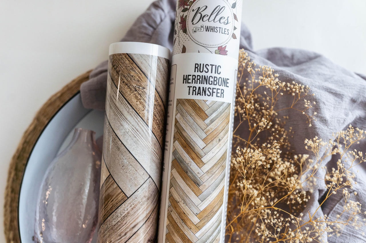 Rustic Herringbone | Rub On Transfer | Dixie Belle Paint | 24" x 38"